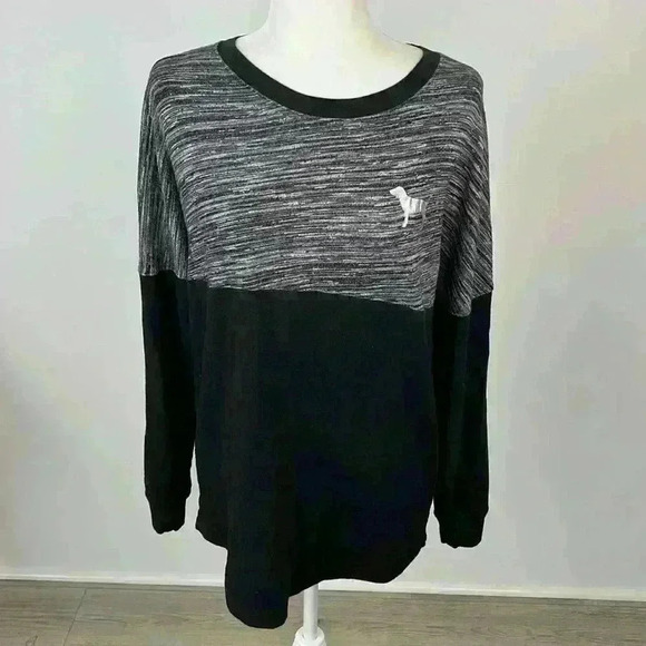 Victoria’s Secret PINK Black & Grey Pullover Size M - Picture 1 of 9